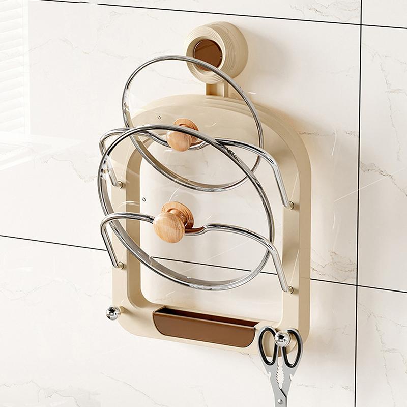 Kitchen Organizer Rack Wall Hanging Pot Lid Drain Rack No Punching Kitchen Pan Cover Cutting Board Organizer Holder