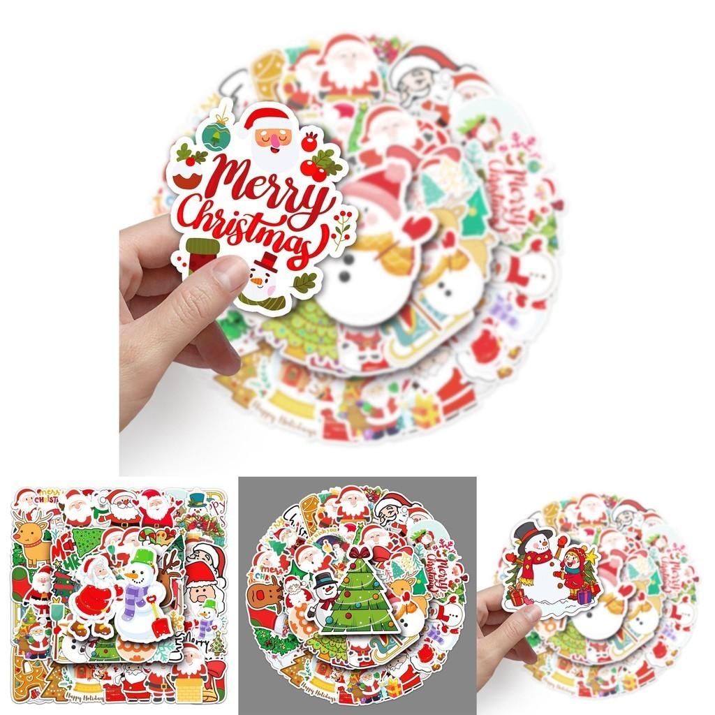 50pcs Xmas Santa Claus Waterproof Reusable Graffiti Stickers For Luggage Case Decor