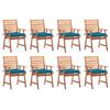 Exclusive House - Outdoor Dining Chairs Set of 8 and Cushions Solid Acacia
