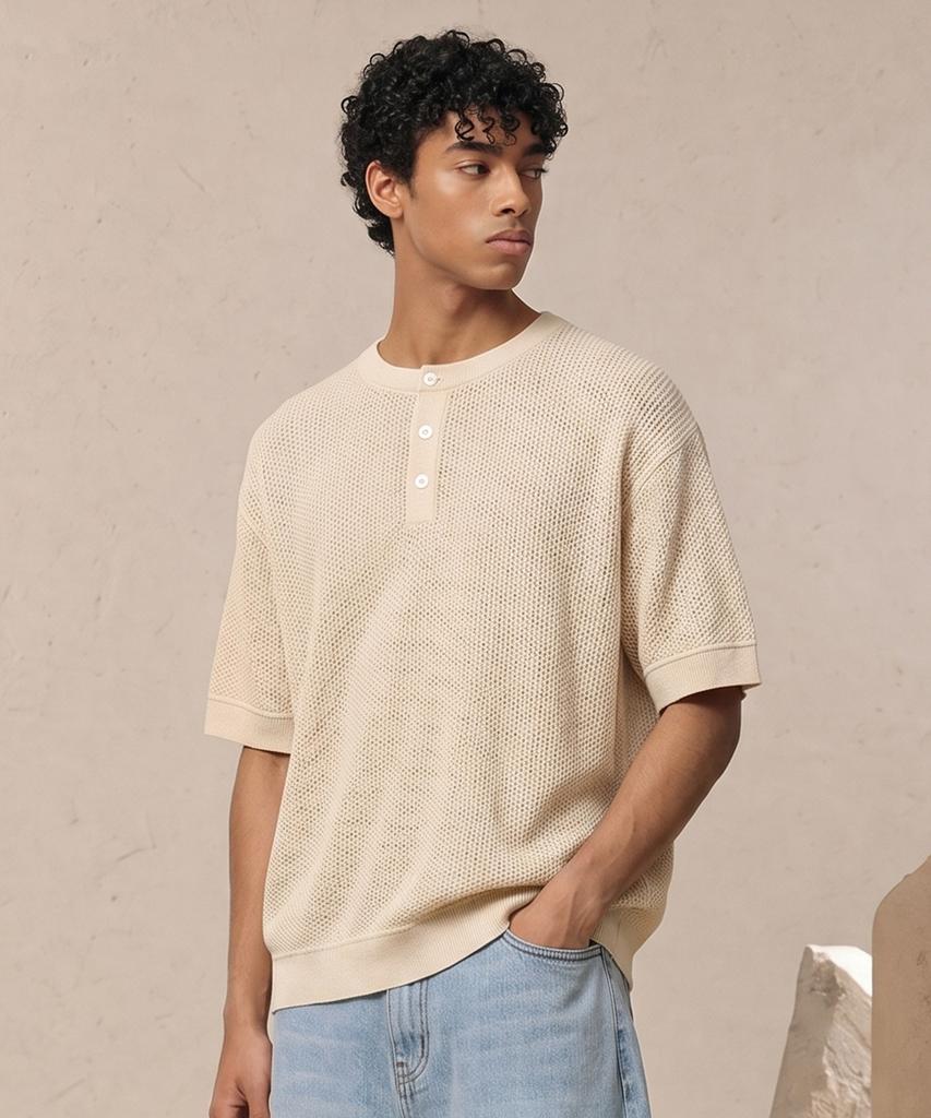 VERYVAIN Aero Breeze Henley Knit (Light Beige)