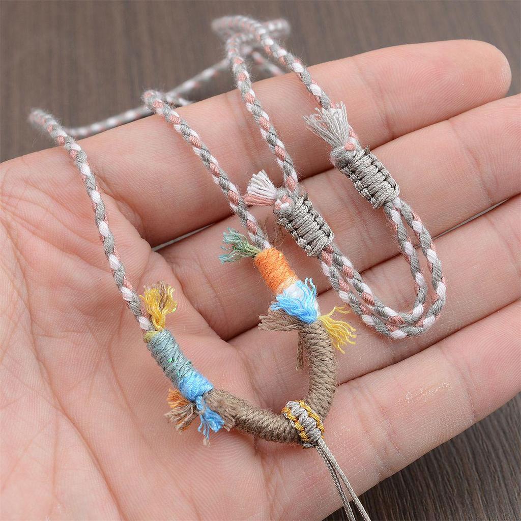 Hetian Jade Beeswax Tangka Rope Necklace with Multi-Treasure Hand-Rubbed Cotton Thread Tassels - DIY Weaving Accessory.