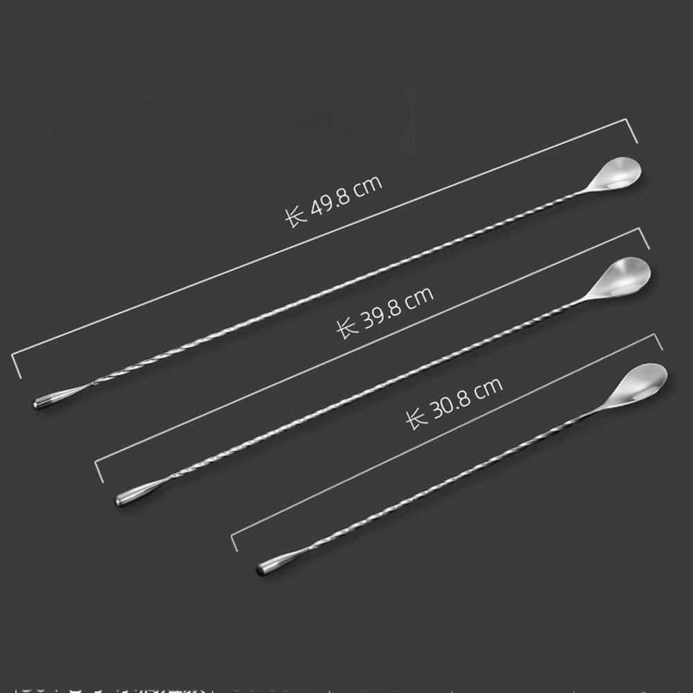 D2 30/40cm 304 Stainless Steel Stirring Bar Spoon Cocktail Spoon Spiral Pattern Bartending Tool Drip Spoon Long Handle Bar Tool