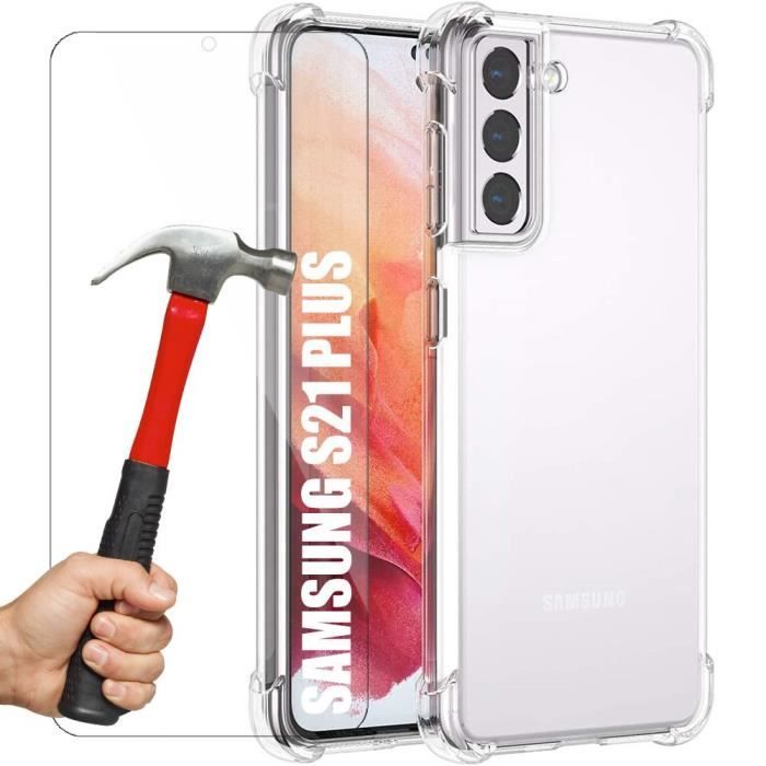 Pack de protection - Samsung - S21 Plus - 2 Verres Trempés - Coque Rigide - Anti-Rayure