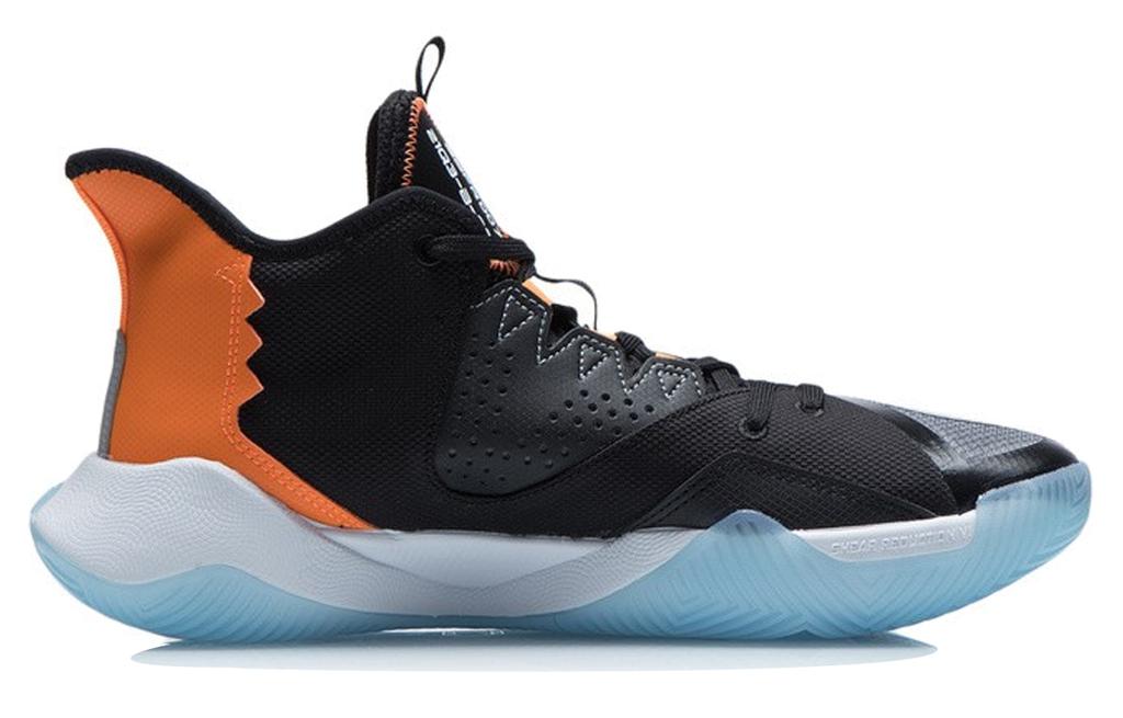 Li Ning Storm 2021 Basketball Shoes Men's Mid Top Black/White/Orange ABFR007-2