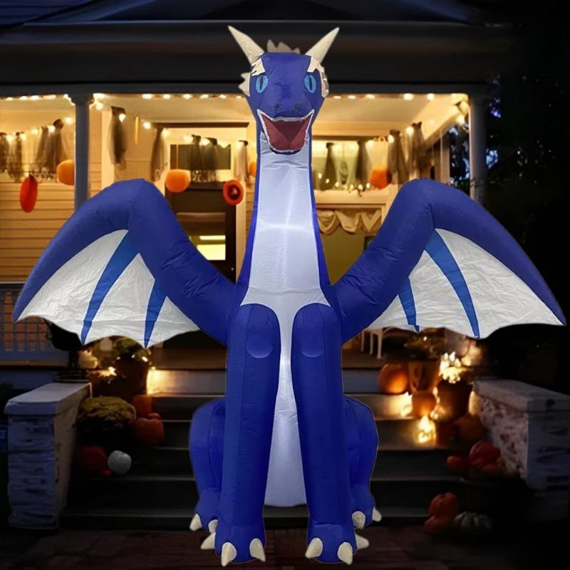 Inflatable Toy Blue Dragon Halloween Inflatable Model Luminous Inflatable Model Halloween Atmosphere Decoration Model