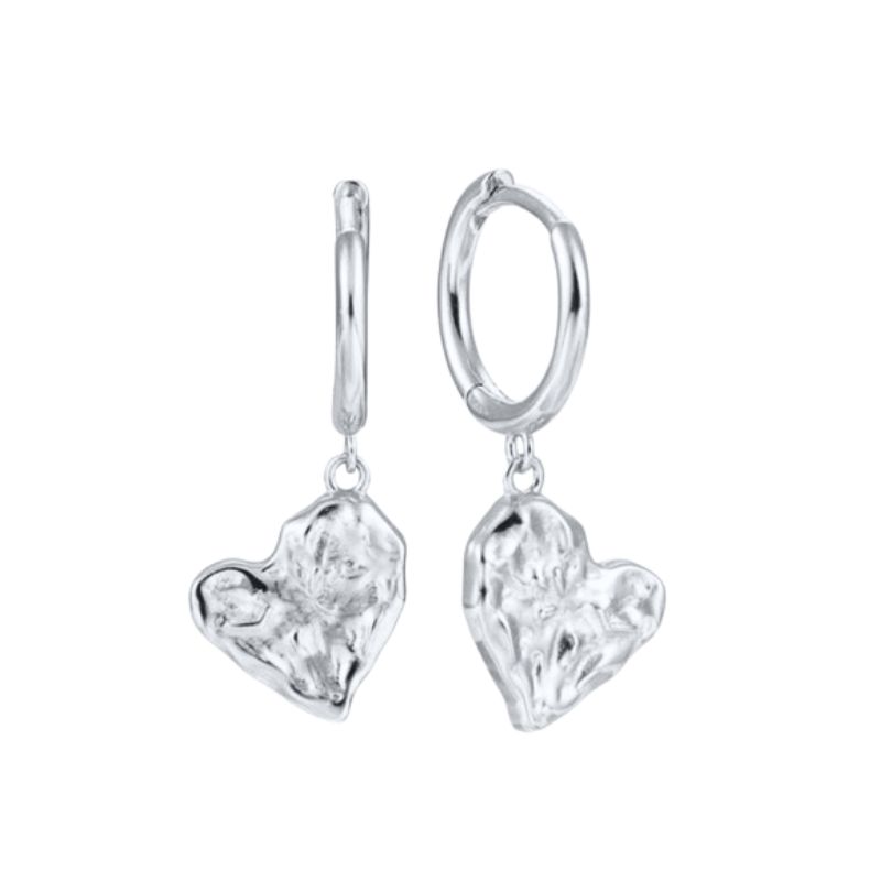 925 Silver Ear Needle Exquisite Heart Pendant Hoop Earrings Fashion Geometric Zircon Stud Earrings Women's Fine Jewelry