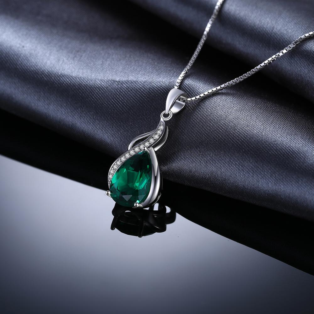 JewelryPalace 2.7ct Simulated Nano Emerald 925 Sterling Silver Pendant Necklace for Woman No Chain
