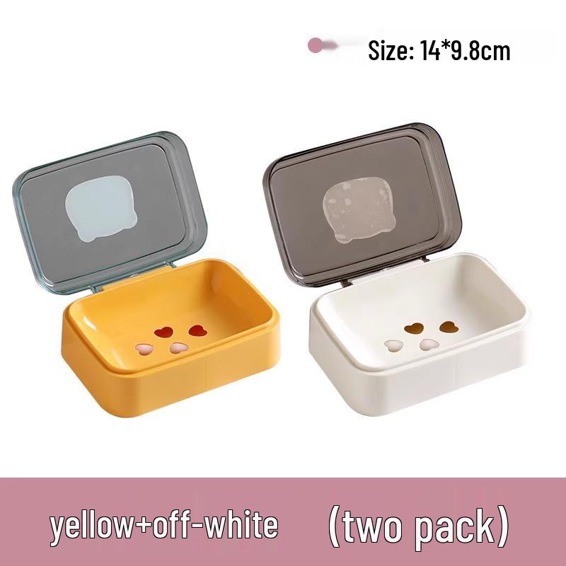 Creative Cute Plastic Soap Dish with Lid: Stylish Soap Holder and Drainer for Bathroom Storage