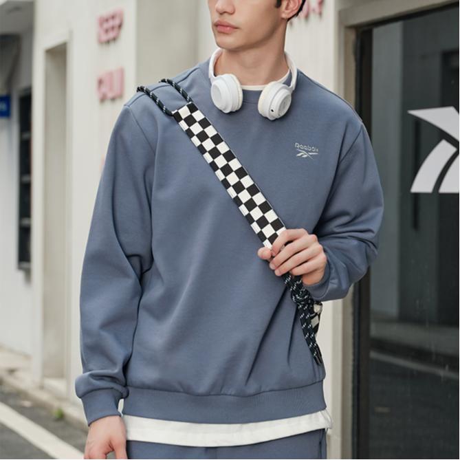Reebok Letter Crewneck Sweatshirt Unisex Sweatshirt Blue Gray 23RMF303UGB7