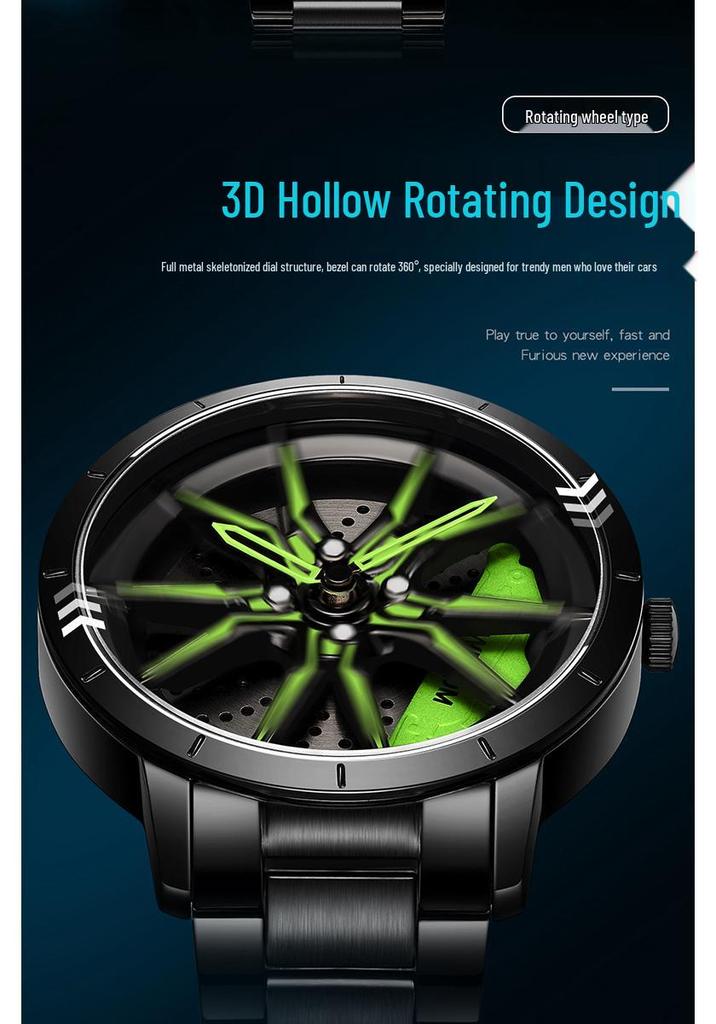 Sanda Men's Racing Concept Quartz Watch with 3D Hollow Dial and Rotating Waterproof Design