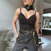 Goth Punk Faux Leather Necklace Adjustable O Ring Bows Tie Necklace Vintage Goth Punk Style Choker for Parties