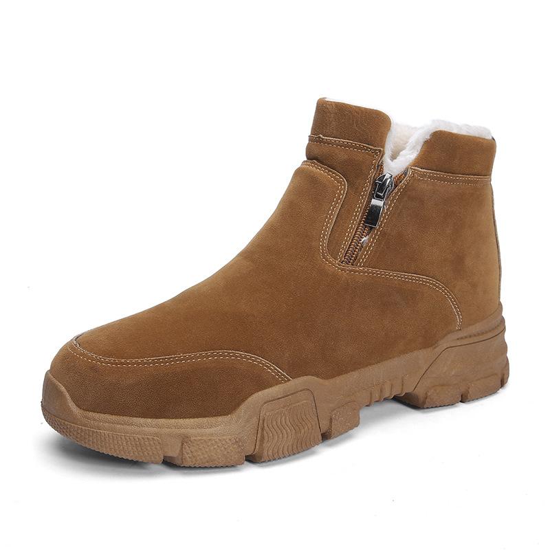 Leather Men's Winter Boots with Fur 2024 Warm Snow Boots Men Winter Work Casual Shoes Sneakers High Top Rubber Ankle Boots