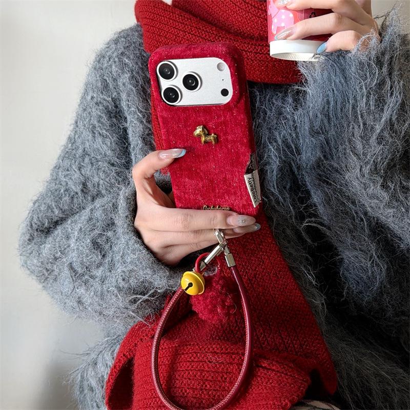 

3D Gold Horse Korean Style Glitter Phone Case for iPhone 17, 16 Pro Max, 15, 14 iPhone 15 Pro Max