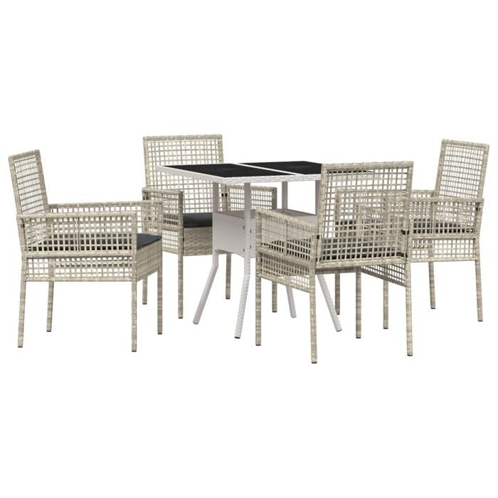 VidaXL Ensemble repas jardin 5 pièces gris clair poly rotin 3334934