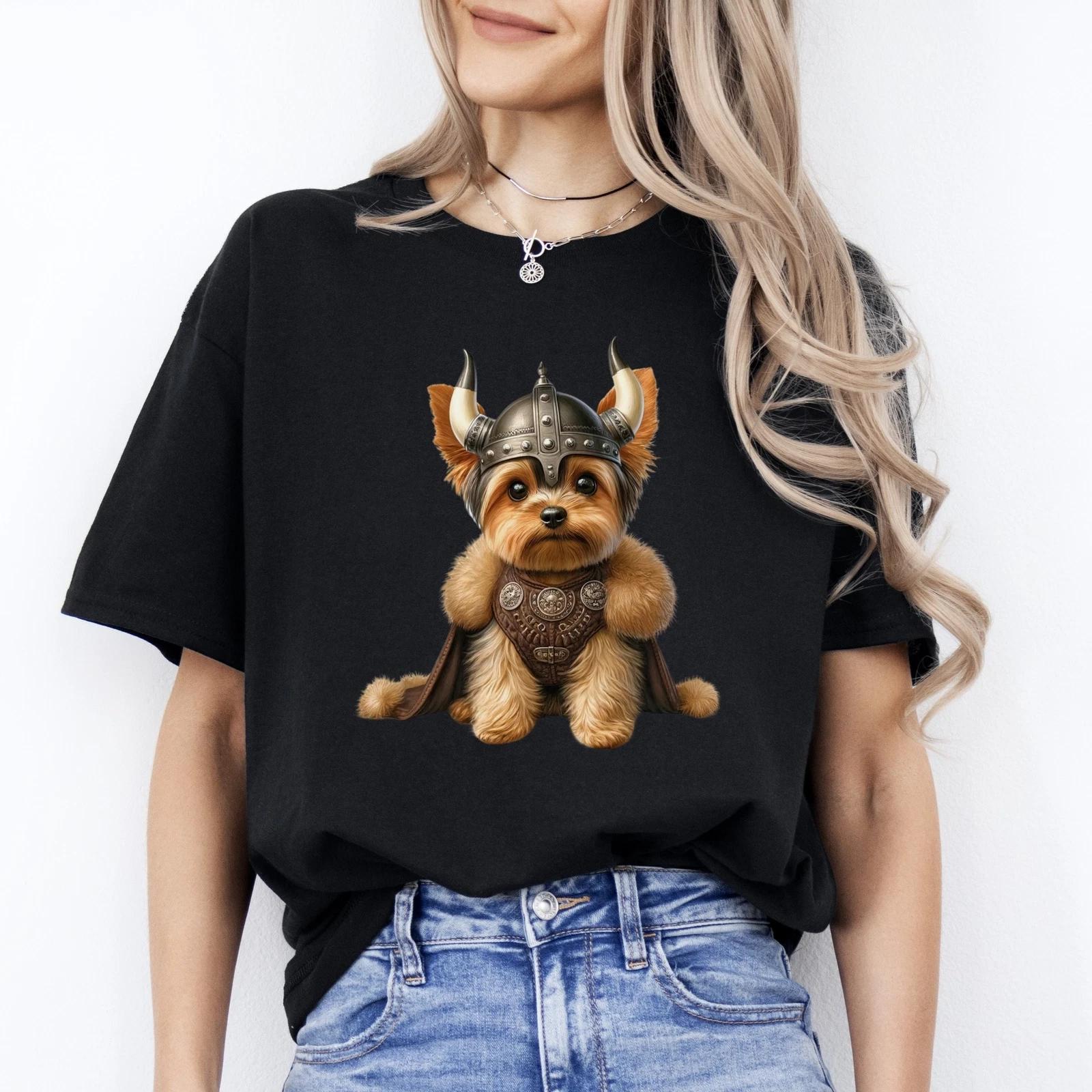 Yorkshire Terrier Viking T-Shirt gift Yorkshire Terrier mama Unisex tee Black Na 4XL