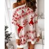Damen S Lockerer Langarm Strickpullover Weihnachtsmuster