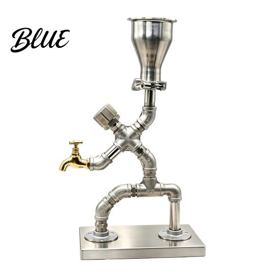 Metal Wine Accessory Vintage Industrial Dispenser Pipe Liquor Dispenser with Brass Tap Countertop Unique Spirit Whiskey Vodka Stand Home