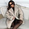 Womens Faux Fur Coat Loose Fit Mid-Length Wide Lapel Winter Multiple Colors