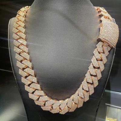 Biżuteria Hip Hop 15mm Szerokości Damska Męska Ciężki Mocny Kubański Naszyjnik Pozłacany 18k Bling Iced Out Ząbkowany Łańcuch Kubański