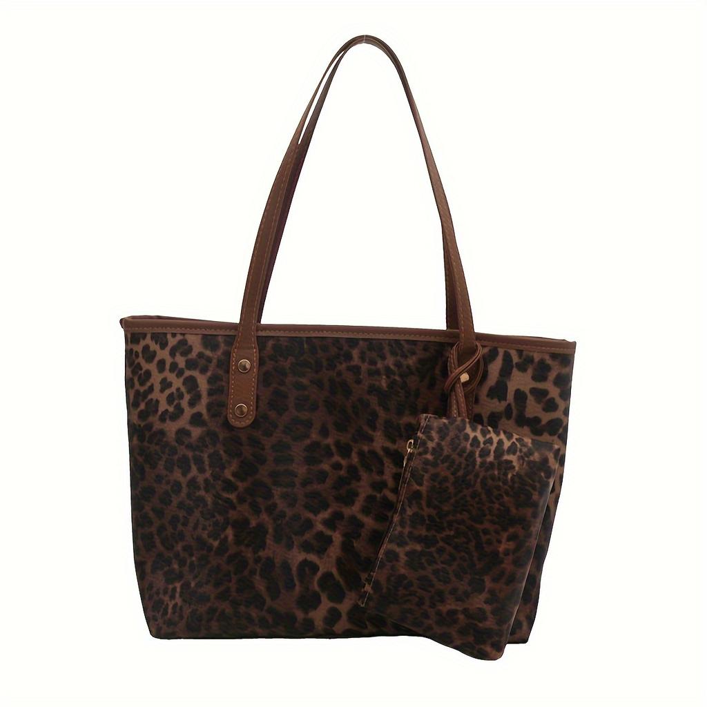European And American Large Capacity Fashionable Ins Personality Leisure Autumn New Leopard Print Suit Shoulder Tote Bag