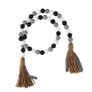 1 String Of Wood Bead Colorful Wooden Beads Tassel String Twine Home Decoration Pendant 1-piece#0