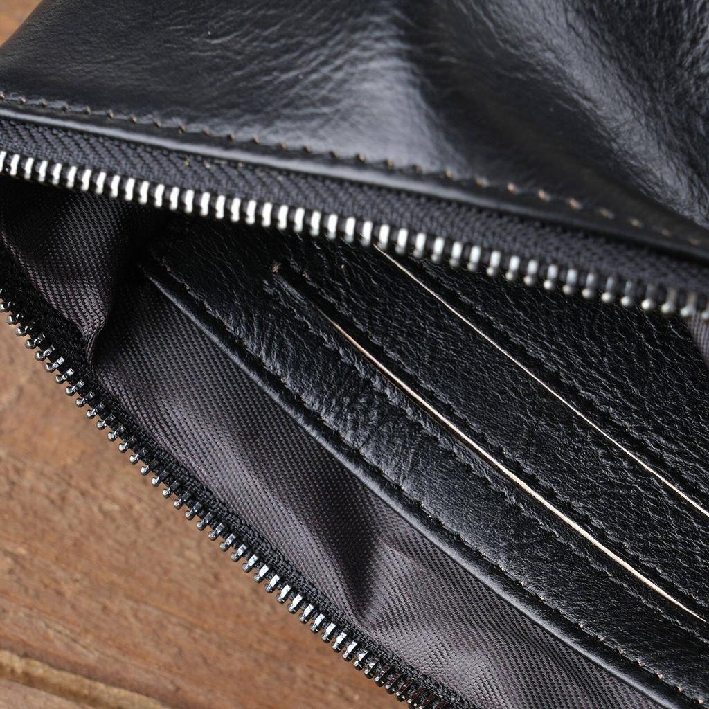 Ultra Thin Wallet Men's and Women's 6-inch Mobile Phone Bag Zipper Long Design Large Capacity Fashionable and Casual Top Layer Cowhide Clutch Bag