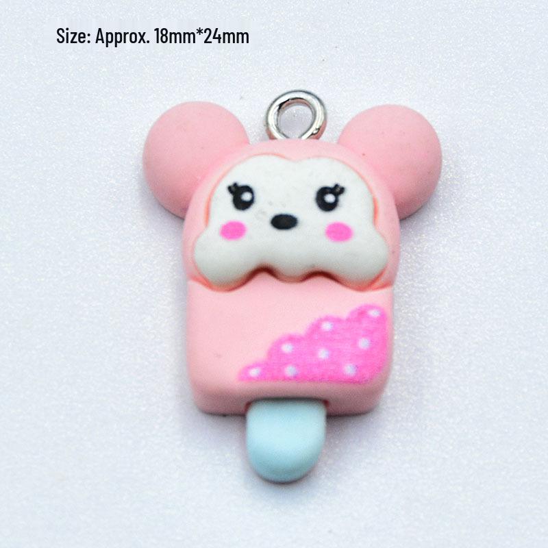 Resin Cartoon Animal Popsicle Charms: Frog, Bear, Rabbit - DIY Jewelry Accessories