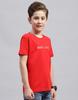 MONTE CARLO Boys Red Printed Round Neck Half Sleeve Regular Fit T-Shirt