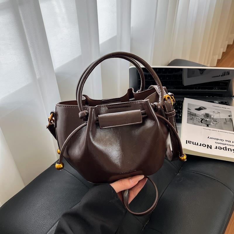 Women PU Leather Mini Shoulder Bag 2025 Winter Retro Soft Bucket Bag Luxury Designer Trend Female Crossbody Handbags