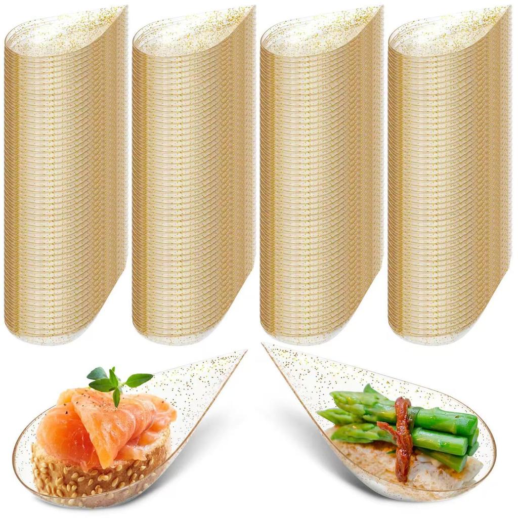 Set de Cupe Pătrate Transparente pentru Sos și Mousse cu Lingurițe - Perfect pentru Deserturi și Aperitive