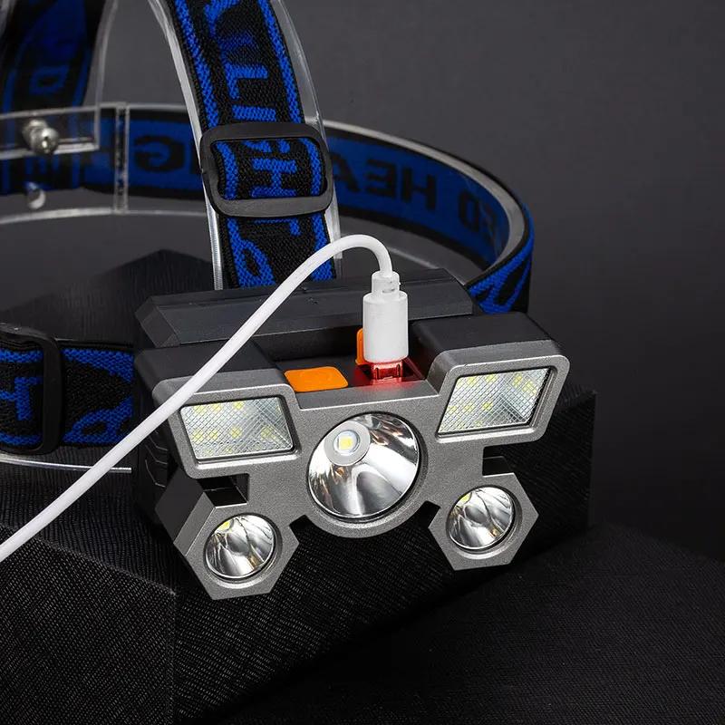 USB Rechargeable Headlamp Portable 5LED Headlight Built-in Battery Torch Portable Working Light Fishing Camping Head Light KTY