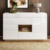 Sideboard, High-Gloss Sideboard, Display Cabinet, with Color-Changing LED Lighting, with Drawers