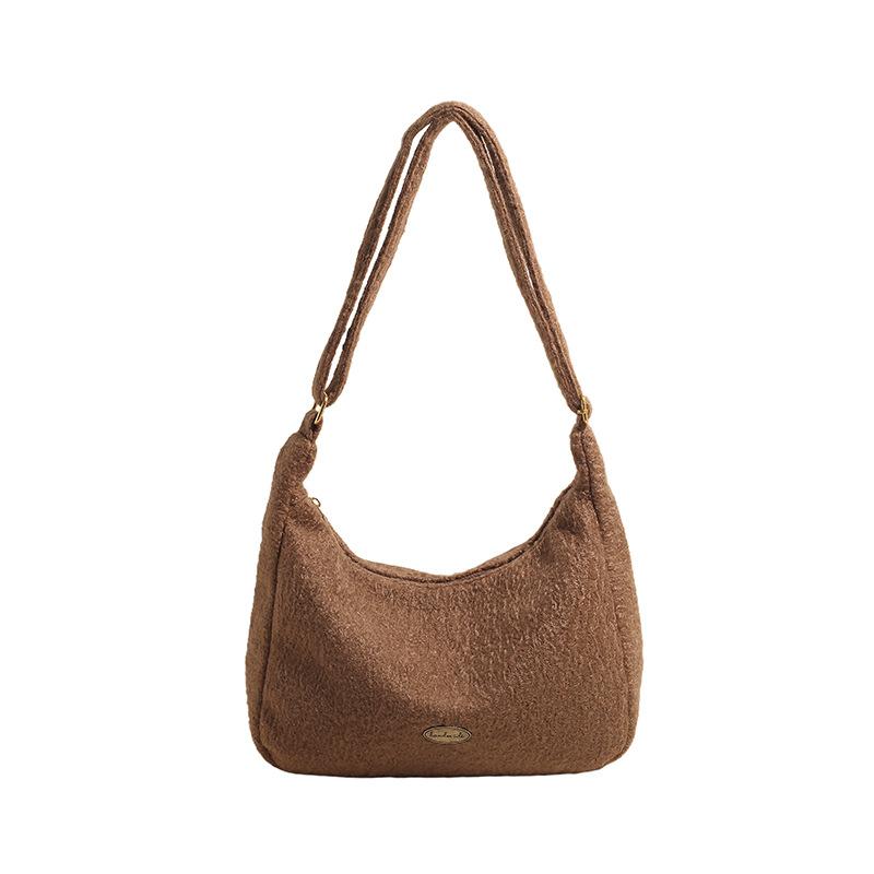 Autumn and Winter Woolen Bag Women's Large-capacity New Casual Simple Shoulder Bag Foreign Versatile Commuter Tote Bag