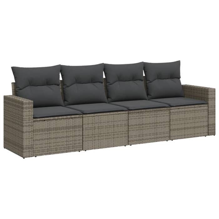 VidaXL Garden Lounge Set 4 Pcs with Grey Cushions Wicker 3218670