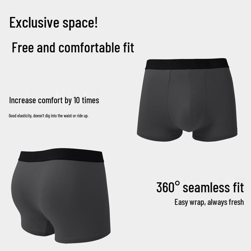 Yiershuang 10A Antibacterial Men's Pure Cotton Boxer Briefs 4-Pack