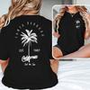 Coastal Outfit Retro Sunset Print Short Sleeve T-shirt Women's Men's Clothing Palm Tree Text Print Fashion T-shirts