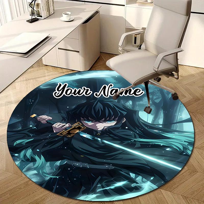 Personalized Demon Slayer Round Chair Office Rug - Perfect for Mat, Office Chair & More - Ideal Gift for Birthdays and Holidays
