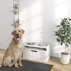 Raised Dog Bowl with Slow Feeder, Two Stainless Steel Dog Bowls, Drawer, for Large and Extra Large Dogs, White