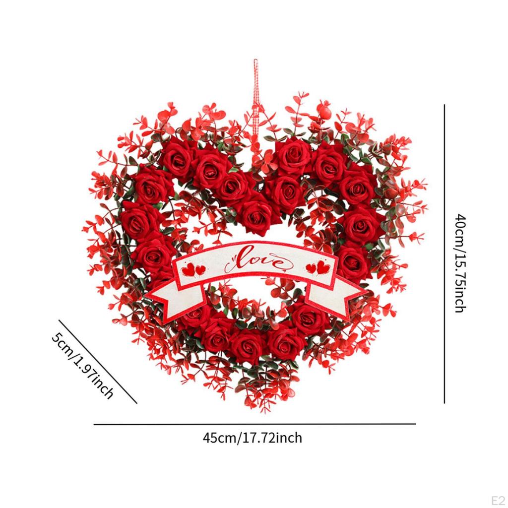 Valentine's Day Wreath Hanging Ornament Realistic Artificial Flowers Love Sign Heart Shaped