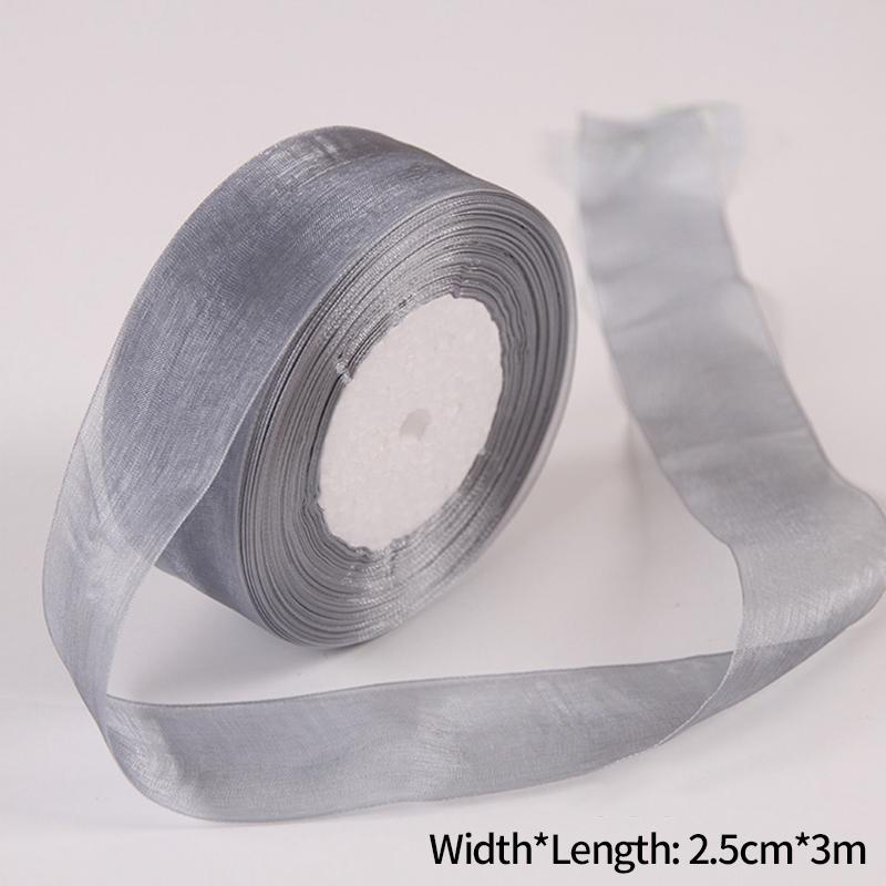 1Roll Sheer Organza Ribbon Chiffon Silk Ribbon for DIY Craft Gift Wrapping Christmas Decoration Wedding Bouquet Sewing Supplies