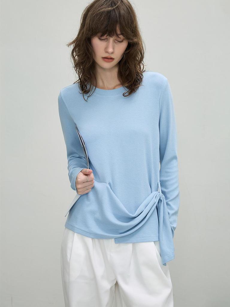 Women's Irregular Long-Sleeve Tie-Up Shirt - Autumn 2025