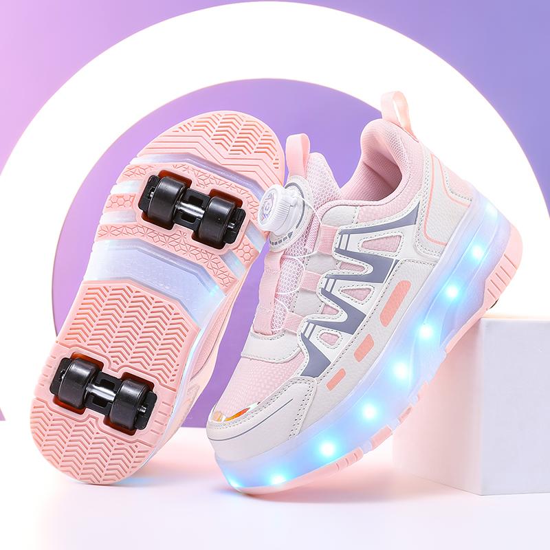 

Roller Skate Shoes Kids Sneakers With 4 Wheels LED Light Luminous Children Glowing Fashion Outdoor Sports Shoes Girls Boys Gifts 29