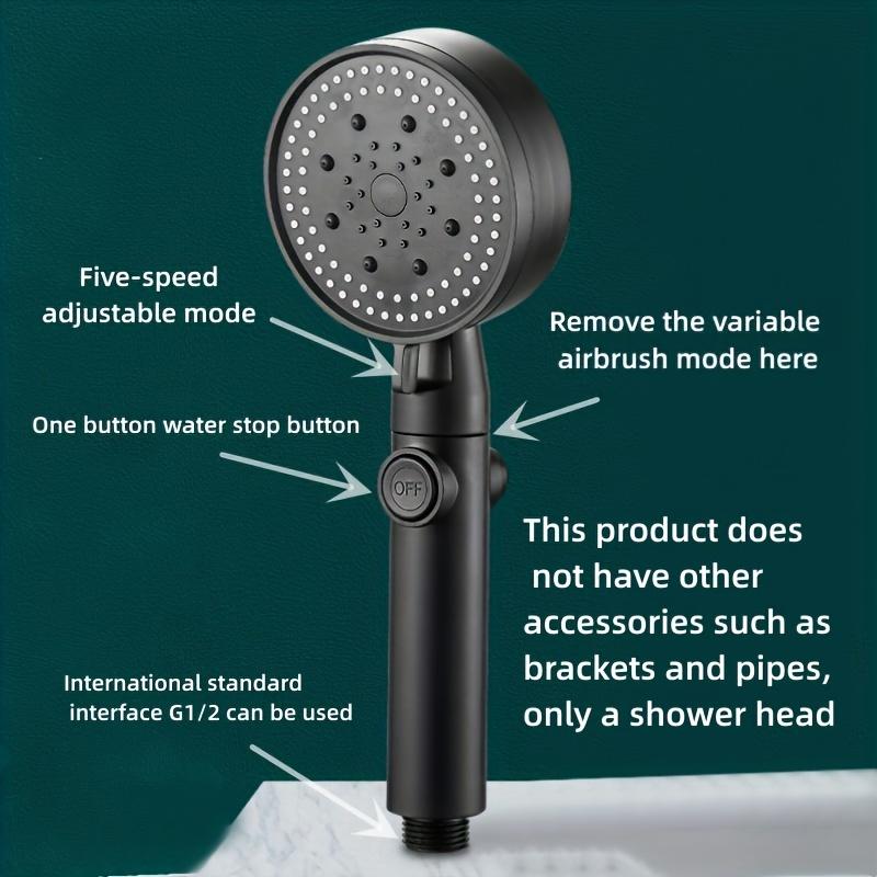 1 High-pressure Multifunctional Handheld Nozzle 5 Modes, 360 ° Adjustable Detachable Hydraulic Jet Shower Head and Pause Switch!