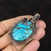 Tibetischer Türkis Kupferanhänger Kupferdraht umwickelter Anhänger Edelsteinanhänger Türkisschmuck Geschenk für Mutter Handgefertigter Drahtwickelschmuck