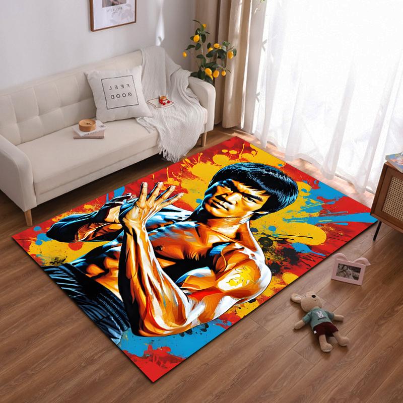 Martial Artist Portrait with Bold Colors Non-slip rug suitable for living room and bedroom sofas sofas.