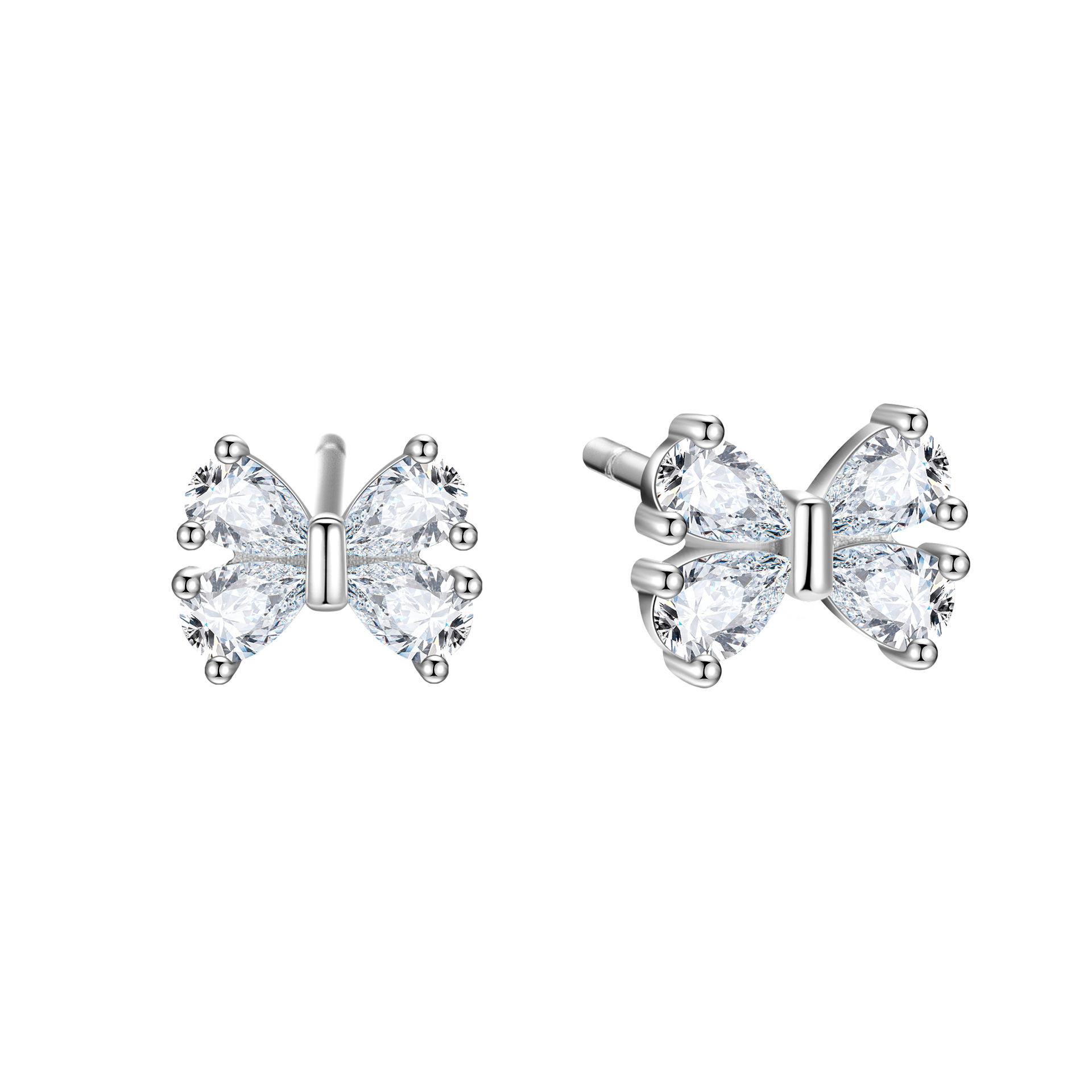 

925 Sterling Silver Inlaid Zircon Bow Earrings for Women Student Korean Sweet Jewelry Accessories серебряный