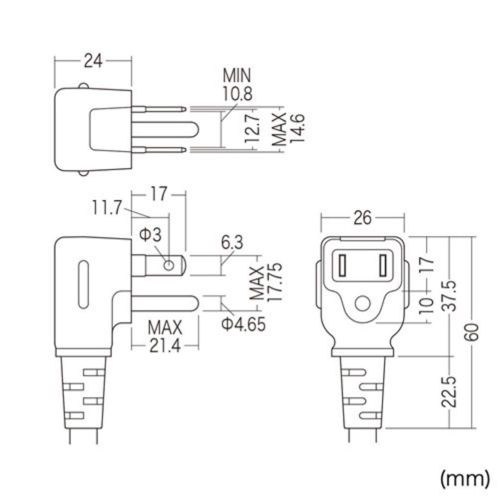 Sanwa Supply Construction Site Tap, 3-Pin, L-Shaped Plug, Magnet, 4 Outlets, 1m, TAP-K4L-1