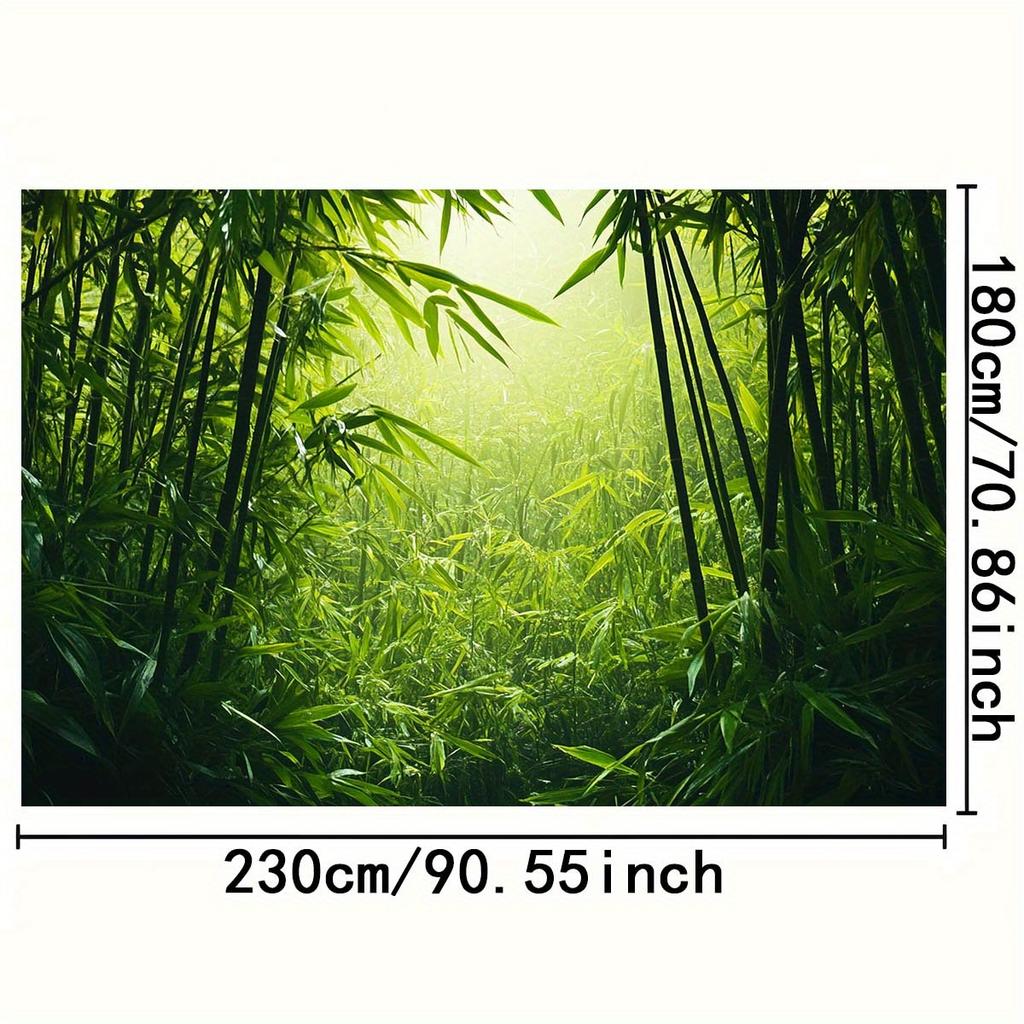 1pc Mysterious Bamboo Forest Photography Background - Rich Green and Sunny Scenes, Birthday and Party Decorations