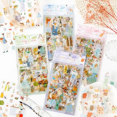 New Cute Girl Journal Stickers - DIY Character Journal Materials