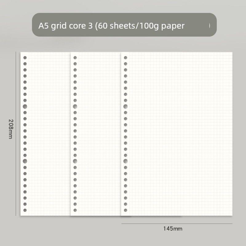 

Grade Three Class Two Non-Manual Loose Spiral Notebook Minimalist B5 Notebook Book Removable Notebook Refill Student K A5 square Core 3 copies (60 sheets/book)